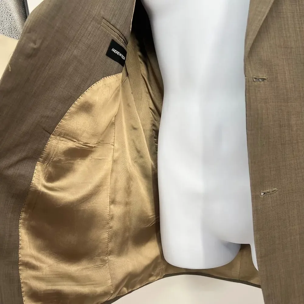 ANDREW FEZZA Summer Weight 100% Worsted Wool Sport Coat 40R Professional Office